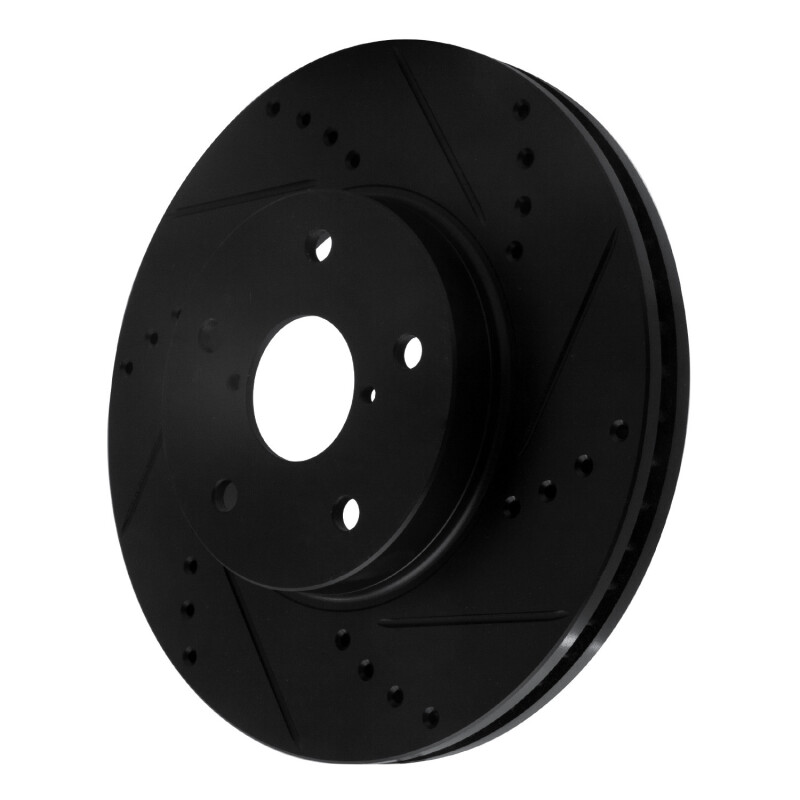 Subaru Legacy Brake Rotor (1) - Front Right - R1 Concepts - Drilled & Slotted - Black - `15-`19